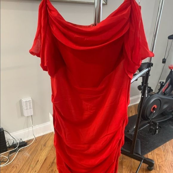 🔥Red Off Shoulder Mesh Corset Dress - Picture 12 of 16